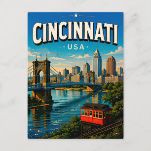 Postal Recuerdo de viaje del puente de Cincinnati Roeblin