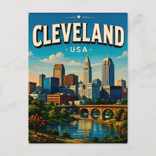 Postal Recuerdo de viaje del Salón de la Fama de Clevelan