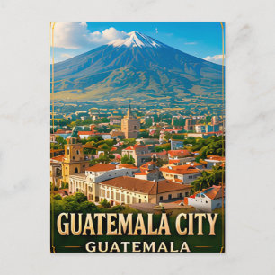Postal Recuerdo de viaje del volcán de la ciudad de Guate