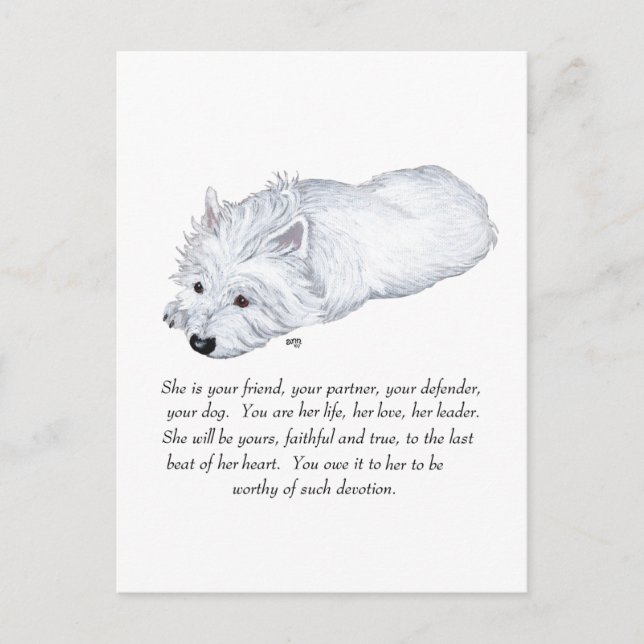 Postal Recuerdo de West Highland White Terrier (Anverso)