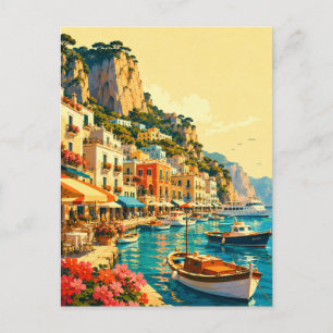 Postal Recuerdo del puerto de Marina Grande en Capri, Ita