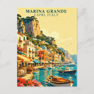 Postal Recuerdo del puerto de Marina Grande en Capri, Ita
