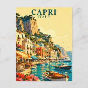 Postal Recuerdo del puerto de Marina Grande en Capri, Ita