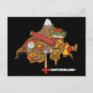 Postal Recuerdo divertido de Suiza Toblerone Mapa Suizo