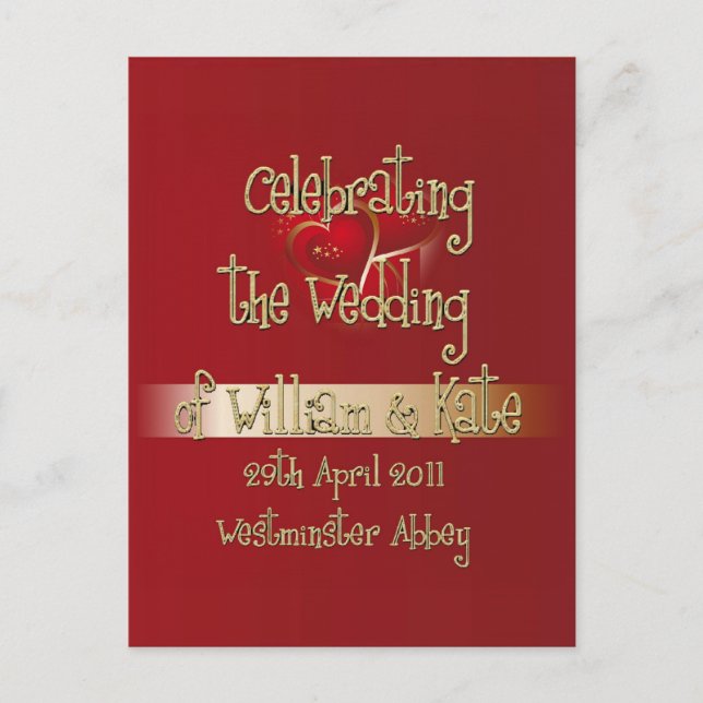 Postal Recuerdos de la boda real de William y Kate (Anverso)