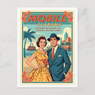 Postal Recuerdos de Mobile, Alabama – Retro años 50