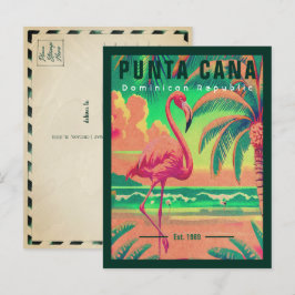 Postal Recuerdos de Punta Cana DR Retro Flamingos de los 
