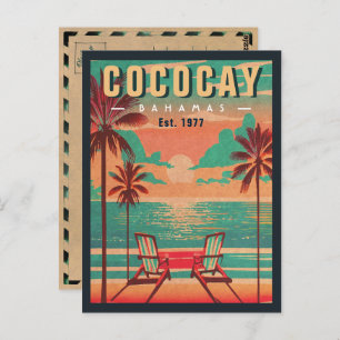 Postal Recuerdos de sol retro de CocoCay Bahamas de los a