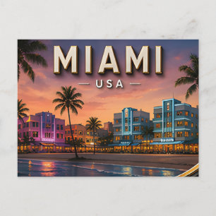 Postal Recuerdos de Vacaciones en Miami Beach