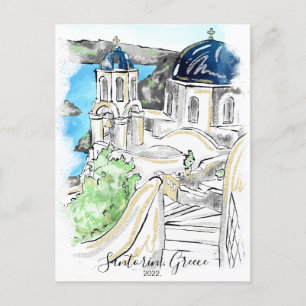 Postal Recuerdos de Verano en la Isla de Santorini Grecia