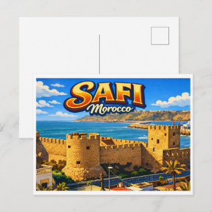 Postal Recuerdos de viaje de la playa de la ciudad de Saf