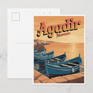 Postal Recuerdos de viaje de la playa de la ciudad vintag