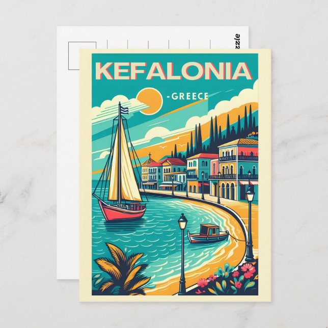 Postal recuerdos de viaje vintage de kefalonia greece (Anverso / Reverso)