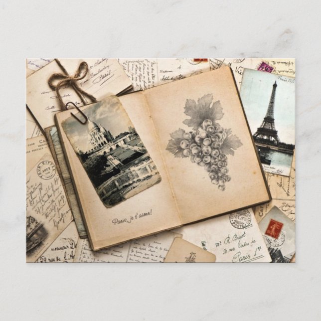 Postal Recuerdos de Viajes de la Vieja París Francia (Anverso)