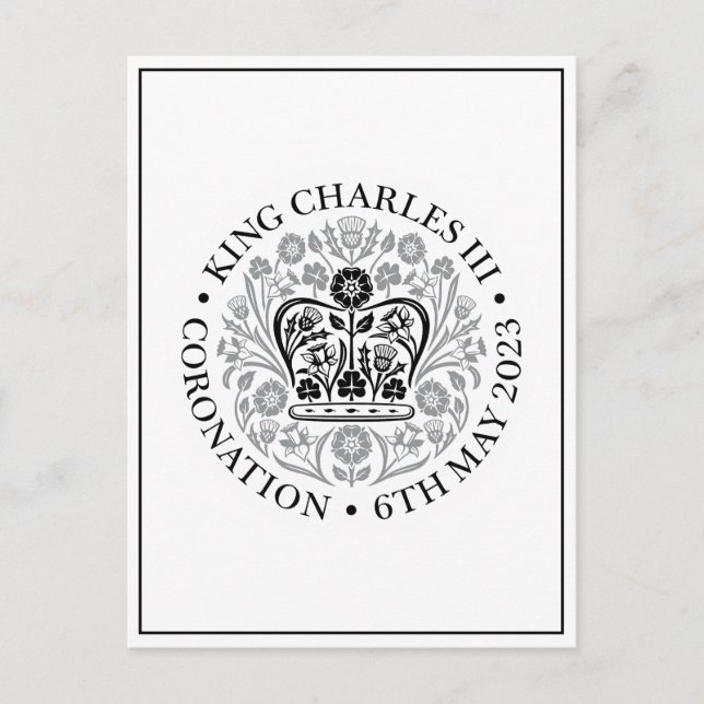 Postal Recuerdos del logotipo negro del rey Carlos III (Anverso)