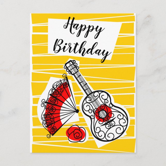 Postal Recuerdos españoles cumpleaños vertical (Anverso)