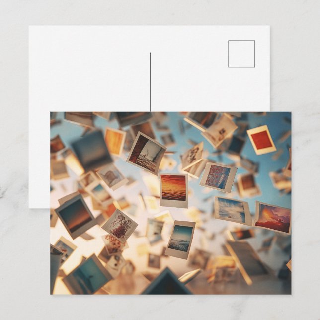 Postal Recuerdos flotantes de Polaroid (Anverso / Reverso)