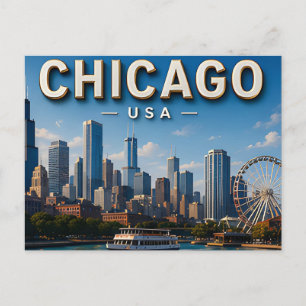 Postal Recuerdos icónicos de la silueta de Chicago