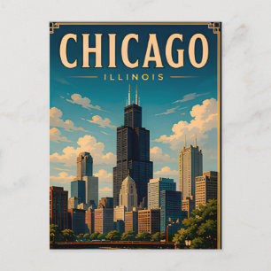 Postal Recuerdos icónicos de la silueta de Chicago