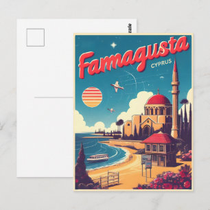 Postal Recuerdos regalos Retro Famagusta Playa Chipre