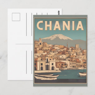 Postal Recuerdos vintage de la ciudad de Chania Creta Gre