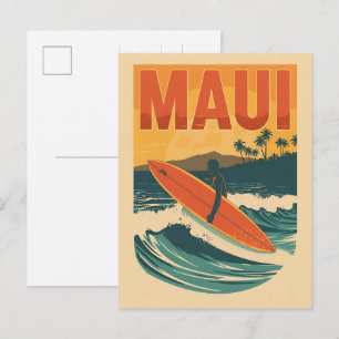 Postal Recuerdos vintage de Maui Hawaii playa tropical re