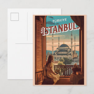Postal Recuerdos vintage de viaje a Estambul Turquía rega
