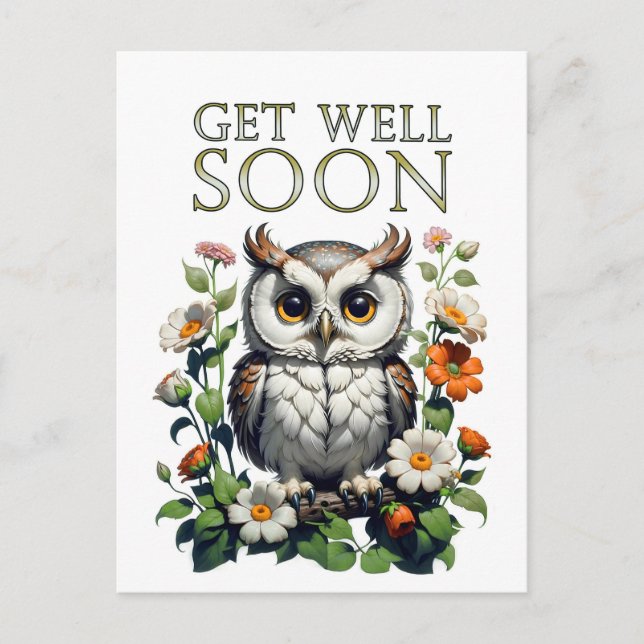 Postal recuperarse pronto owl (Anverso)