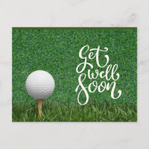 Postal Recupérate pronto con bola de golf en verde para g