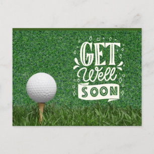 Postal Recupérate pronto con bola de golf en verde para g