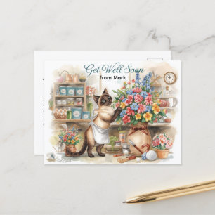 Postal Recupérate pronto con pelota de golf y flores