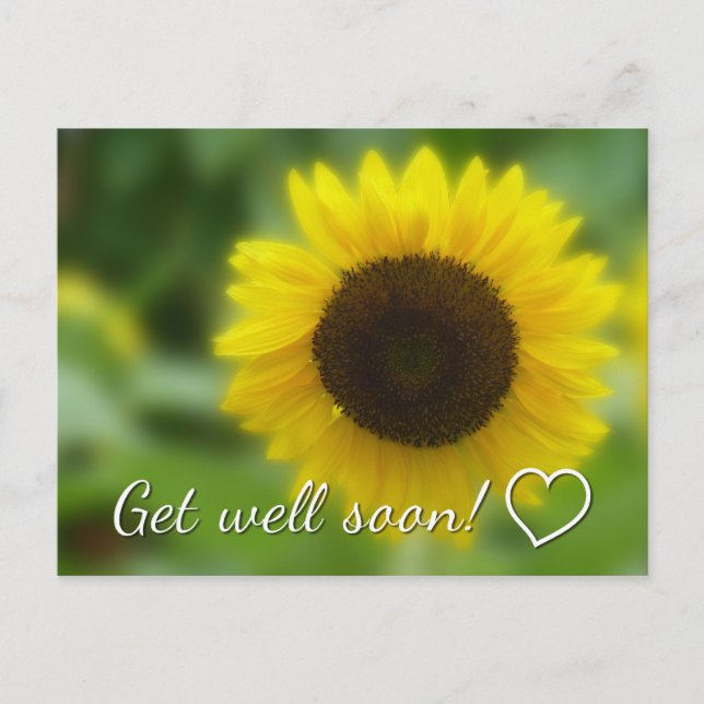 Postal Recupérate pronto: Girasol brillante y alegre (Anverso)