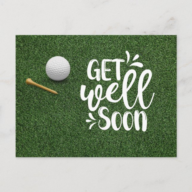 Postal Recupérate pronto Golfista con dos pelotas de golf (Anverso)