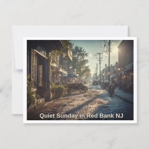 Postal Red Bank NJ Silenciosa escena dominical de los año