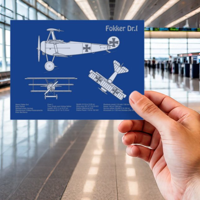 Postal Red Baron Fokker Dr. 1 - Airplane Blueprint ABD (Subido por el creador)