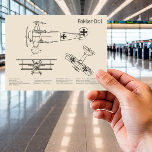 Postal Red Baron Fokker Dr. 1 - Airplane Blueprint SD