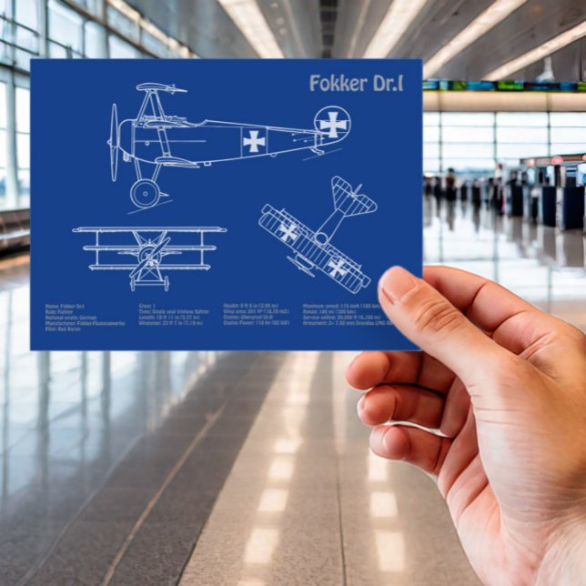 Postal Red Baron Fokker Dr. 1 - Avión Blueprint AD (Subido por el creador)