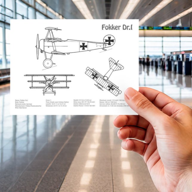 Postal Red Baron Fokker Dr. 1 - Plano aéreo BD (Subido por el creador)