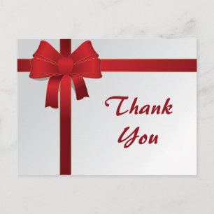Postal Red Bows Winter Gracias