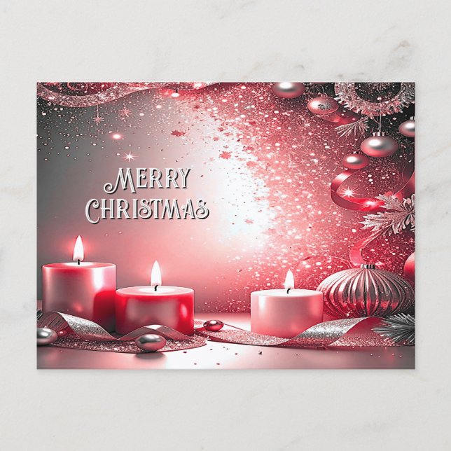 Postal Red Candles Decorative Holiday Postcard (Anverso)