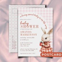 Red Checkered Garden Berry Sweet Bunny Baby Shower