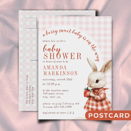 Postal Red Checkered Garden Berry Sweet Bunny Baby Shower