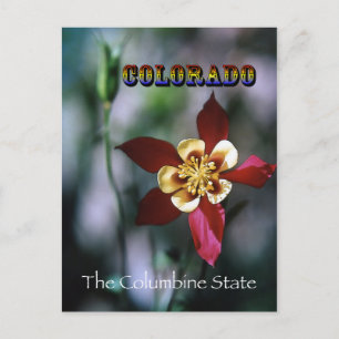 Postal Red Columbine - Estilo Vintage