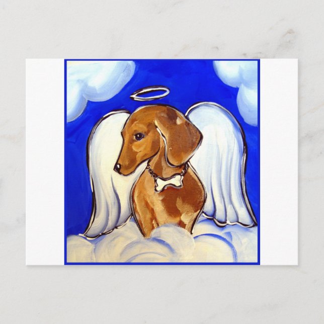 Postal Red Dachshund Angel (Anverso)