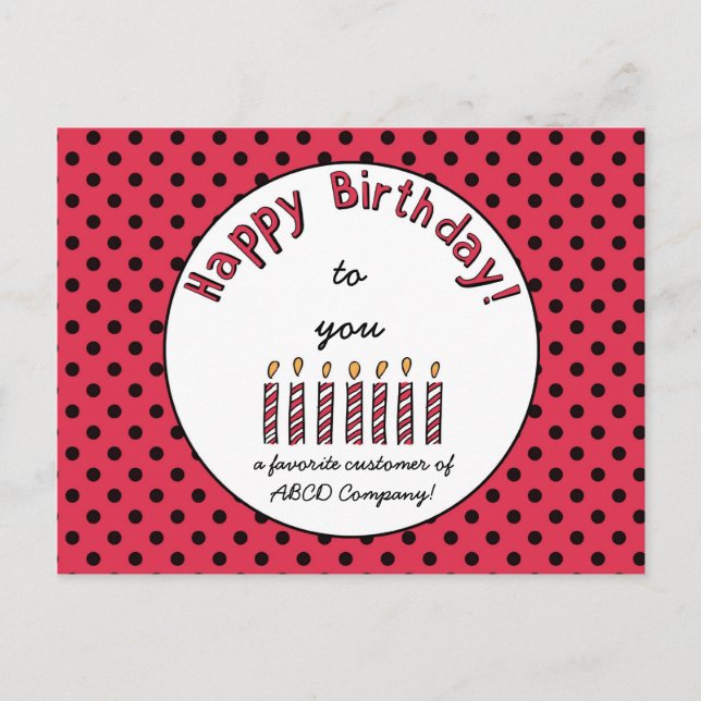 Postal Red de Cupón de Cumpleaños Feliz de Negocios (Anverso)