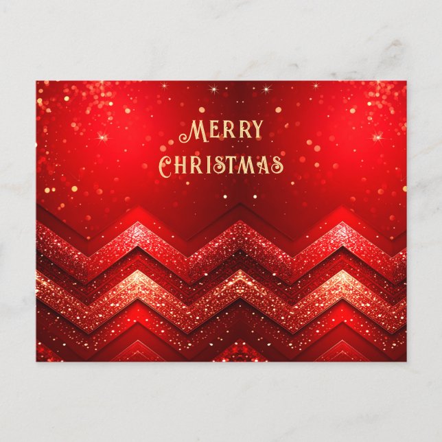 Postal Red Decorative Christmas Glitter Holiday Postcard (Anverso)