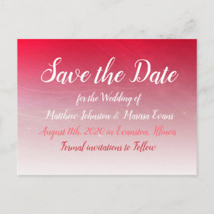 Postal Red Fade Crackle Save the Date Postcard