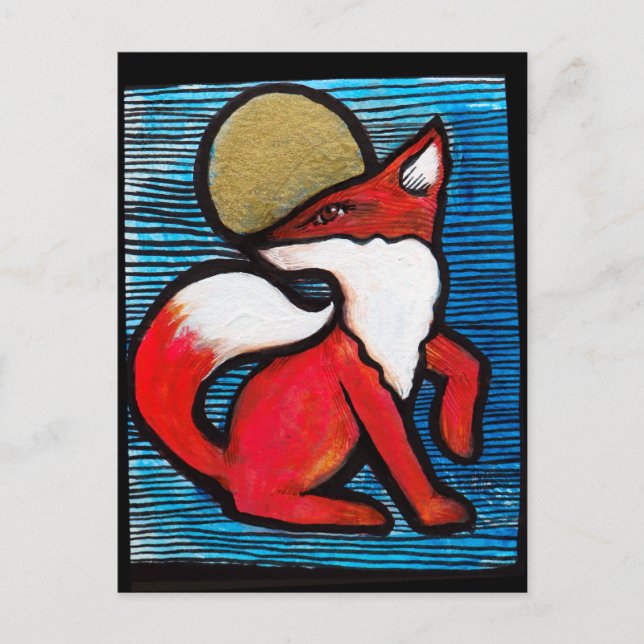 Postal Red Fox Full Moon Loyal Foxes MoonChild            (Anverso)