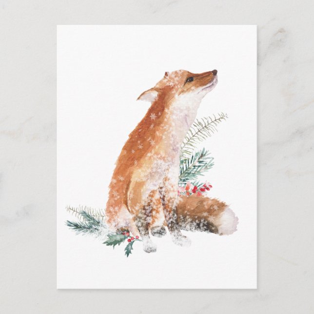 Postal Red Fox Navidades Winter Woodland Scene (Anverso)
