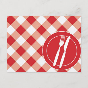 Postal Red Gingham y Cutlery